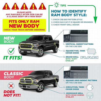 American Flag Truck Tonneau Cover for 2019-2025 Ram 1500 (New Body ONLY) / 2019-2024 Ram 2500 & 3500 with 6.4 ft Bed Length, All-Weather Soft Roll Truck Bed Cover for Truck (5th Gen Body/New Body)