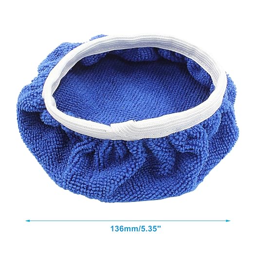 Bonsicoky 6 PCS Car Polishing Bonnet Buffing Pads - Soft Microfiber Buffing Pads Cover for 5" - 6" Car Polisher - Blue