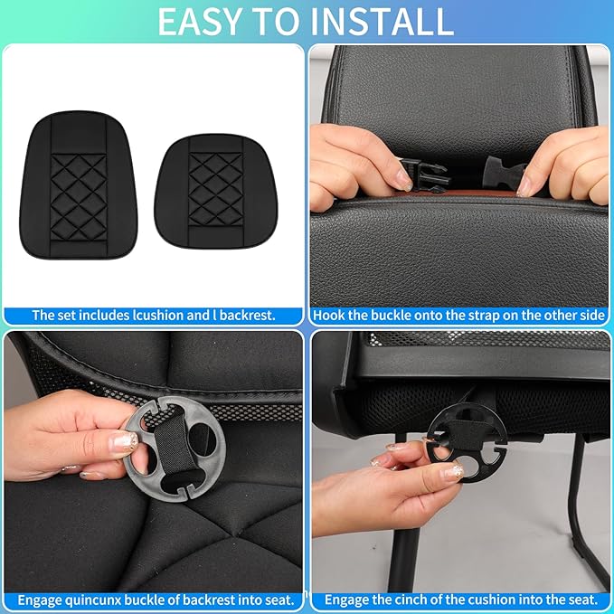 Car Seat Cushion with Back Support Pillow, Car Seat Cushion for Long Driving, Breathable Car Seat Protector, 1.2'' Thick Memory Foam Design for Pain Relief, Seat Pad for Car SUV Truck (Black)
