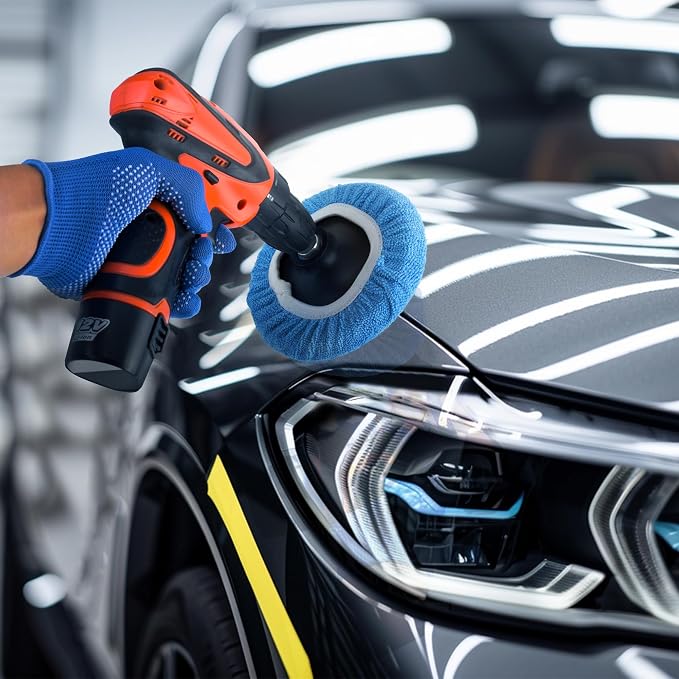 S SATC 20 PCS Car Orbital Buffer Pads Bonnet 7-8 Inch Microfiber Polishing Bonnet Buffing Pad for Car Polishing, Cleaning, Waxing