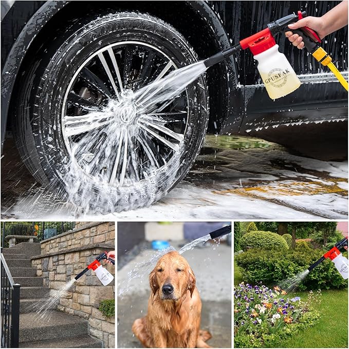 26Pcs Car Wash Cleaning Kit with Foam Gun Sprayer Detailing Brushes Window Water Scraper Tire Brush Towels Complete Interior Exterior Detailing Set for Car
