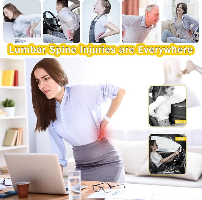 Super Soft Lumbar Support Pillow for Car, 100% Memory Foam Lumbar Pillow with Breathable Removable Cover, Ergonomic Design - Back Pillow Lumbar Support Pillow for Office Chair/Back Pain Relief(Black)