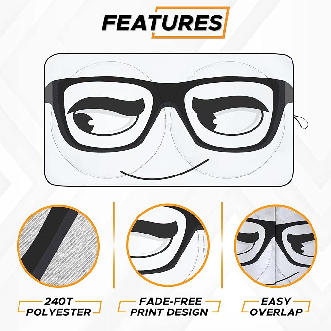 EcoNour Windshield Sun Shade Foldable Front Window Sunshade | Durable 240T Material Car Sun Visor for UV Rays & Sun Heat Protection | Interior Accessories | Medium (64 inches x 32 inches)