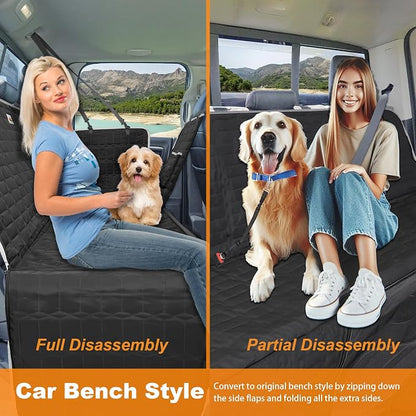 Reliadura Dog Car Seat Cover for Trucks, Waterproof Back Seat Hammock with Mesh Window and Side Flaps, Rear Protector for Ford F150 Ram 1500 Silverado Sierra