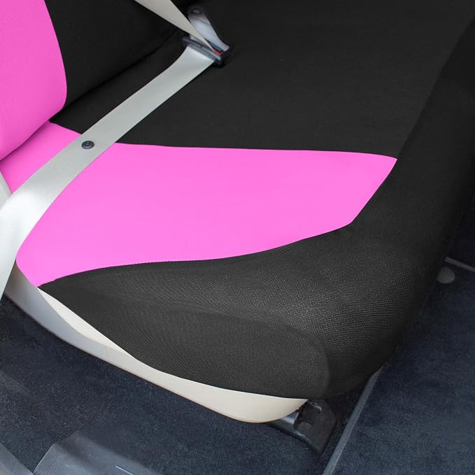 Universal Fit Chevron Flat Cloth Car Seat Covers Full Set - Pink