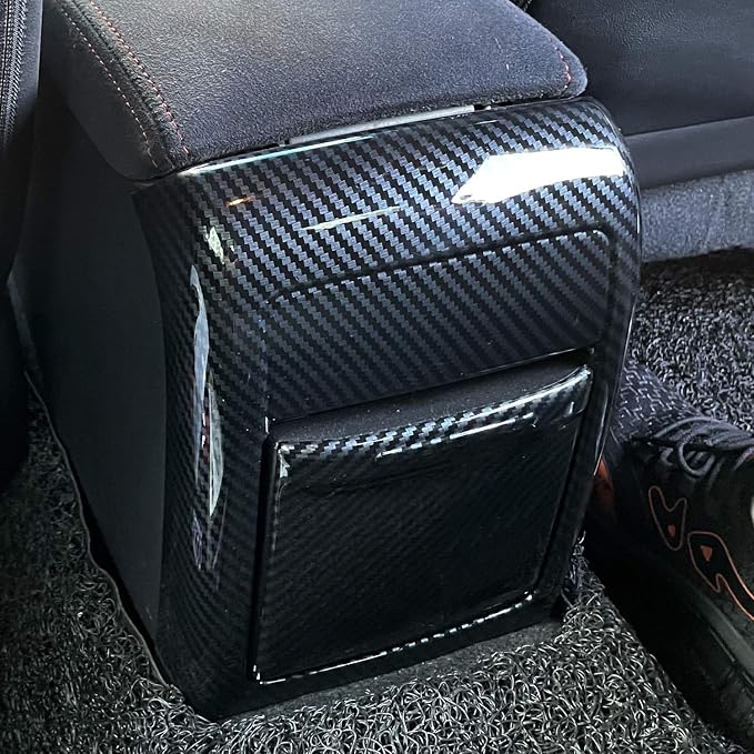 HIGH FLYING Carbon Fiber Grain Car Interior Accessories Center Console Armrest Air Vent Cover Trim Kit ABS 2pcs for Subaru WRX STI 2015 2016 2017 (Not Fit 2018 Model)