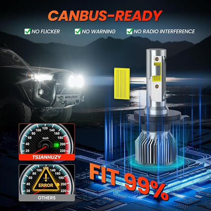 For Honda CR-V CRV 2007-2014 Light Bulbs, 600% Brightness High/Low Beam Bulbs Kit, 6500K White, 40000LM Powersports Bulbs with Fan,4PCS