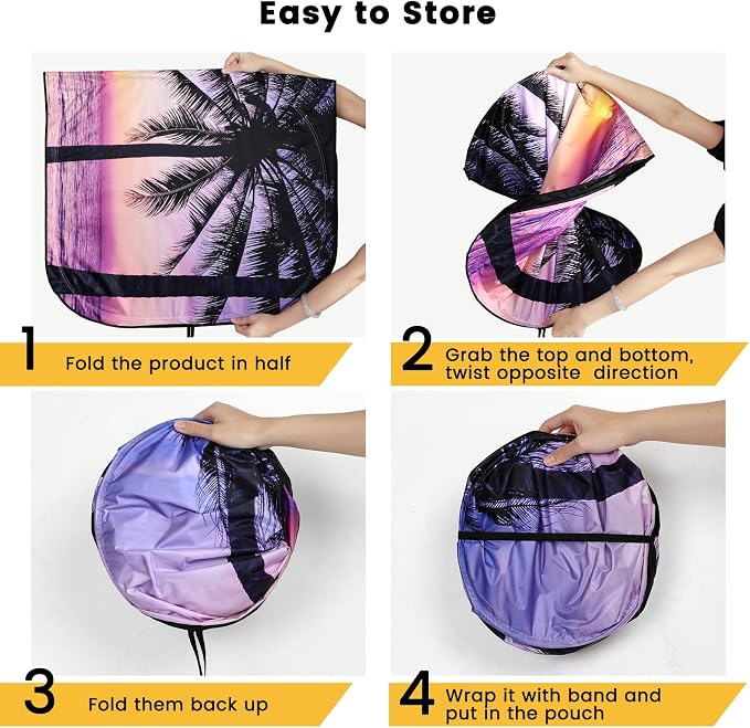 Windshield Sun Shade, Car Sun Shade Windshield, Reflector Sunshade Offers Ultimate Protection for Car Interior, Reflective Polyester Blocks Heat for Cars,Trucks,SUVs (57 x 31.5 in)