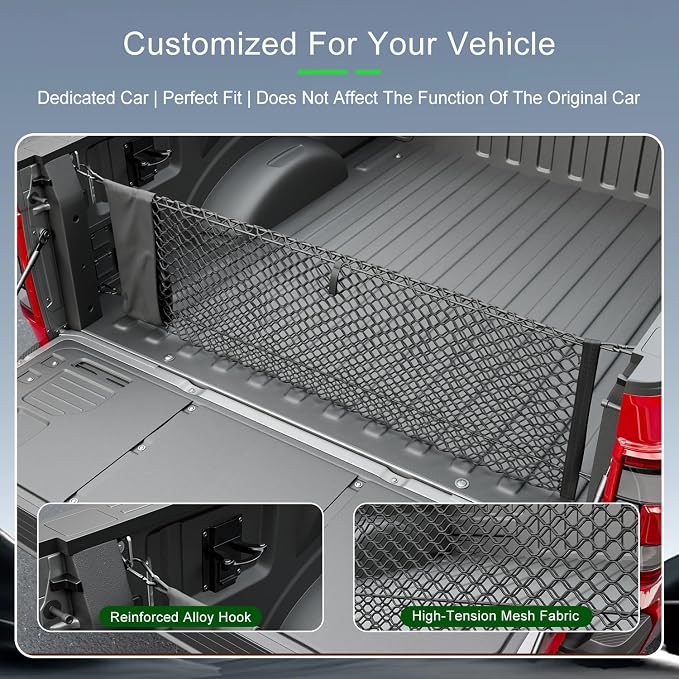 xipoqix Truck Bed Cargo Net 49.21 x 18.11 Inch Compatible with 2015-2026 Ford F150 Truck Bed Organizer Mesh Net Replacement for 2015-2026 Ford F-150 Accessories