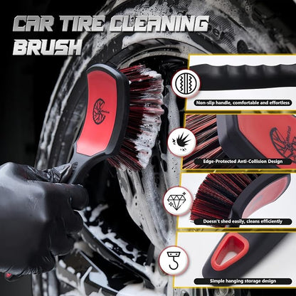 BMLEI Wheel & Tire Brush Set, 2 Pack Car Wheel Brush & Tire Cleaner Brushes, Soft Bristle Rim Brush and Stiff Tire Scrub Brush, Scratch-Free Wheel Cleaning Kit for Car Detailing, Trucks, SUVs