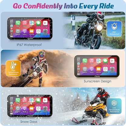 Carpuride W603B Motorcycle Carplay Screen for BMW R1200GS R1250GS S1000XR Motorcycle, 6.3 inch Waterproof Touchscreen, Portable Carplay/Android Auto GPS Navigation for Motorbike