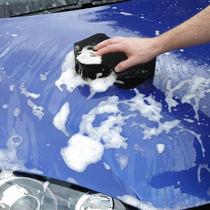 2 Pcs Ultra Black Car Wash Sponge Cross Cut Design Softer Feel Black Foam Sponge for Soap and Rinseless Washes, Car Detailing and Washing