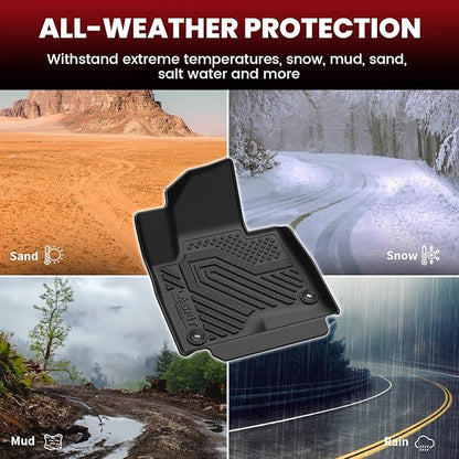 LASFIT Floor Mats for Hyundai Santa Fe Sport 2018 2017 2016 2015 2014 2013, All Weather TPE Custom Fit Floor Liners 1st & 2nd Row Car Mats Accessories, Black