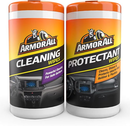 Armor All Car Cleaning Wipes and Protectant Wipes, Interior Car Wipes -50 Count (Pack of 2)