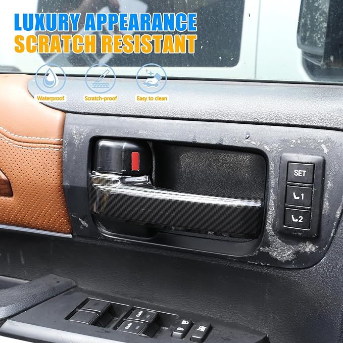 ABS Carbon Style Car Inner Door Handle Decoration Cover Trim Fit for Toyota Tundra/Sequoia 2007-2021 Interior Car Accessories