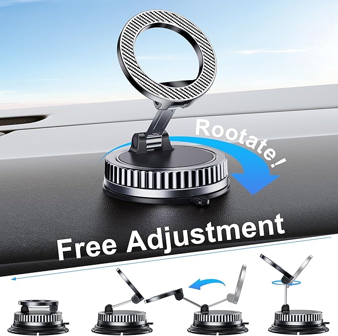 Car Phone Holder for Magsafe [2026 89+LBS Suction & 3700gf Magnetic] 360° Adjustable cell Phone Mount, Phone Holders for Your Car Dashboard & Windshield Shower & Wall Mounts for iPhone 17-12 Series