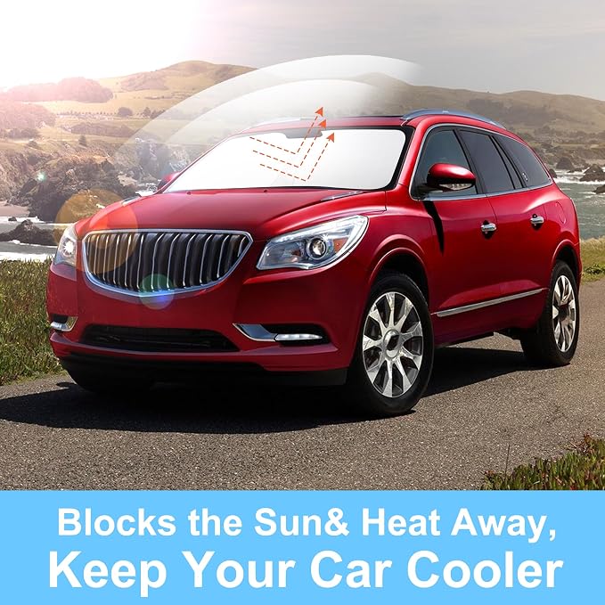 TINGLU Sun Shade for Buick Enclave 2010-2017 Accessories Windshield Sun Shade Window Shade UV Rays Protection Sun Visor Cover with Steering Wheel Sunshade Storage Bag