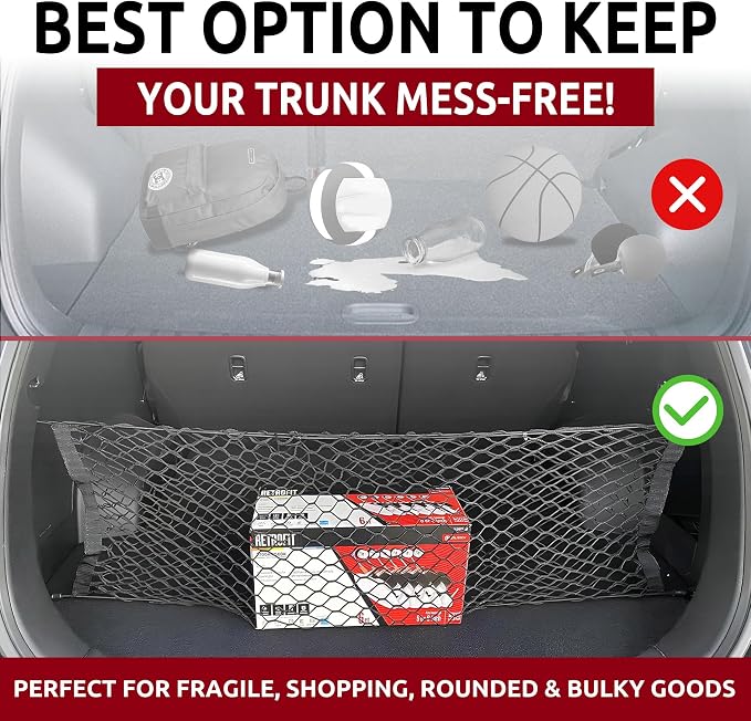 Envelope Style Trunk Mesh Cargo Net for Hyundai Tucson SE/SEL/N Line 2022-2026 - Car Accessories - Premium Trunk Organizers and Storage - Cargo Net for SUV - Vehicle Carrier Organizer