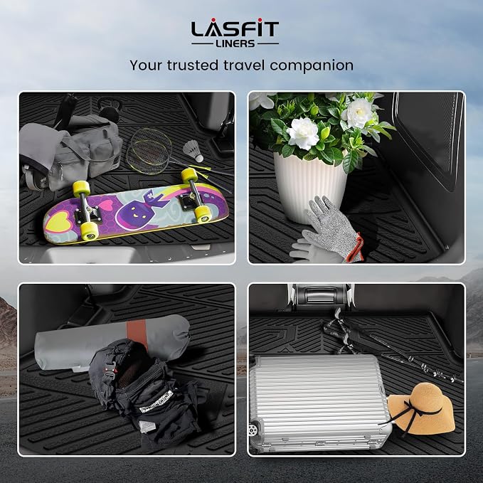 LASFIT Cargo Mat for Ford Explorer 2011-2019 Trunk & Backrest Liner, Custom Fit All Weather Protector TPE One-Piece Design Easy Installation Trunk with Seatback Mat Accessories, 1pc Black