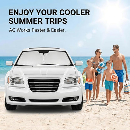 Windshield Sun Shade for Chrysler Pacifica 2017-2024 2025 2026 Front Window Shade Custom Fit Pacifica Accessories Sun Visor Foldable Shade Blocks UV Rays Summer Must Have Car Accessories