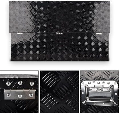 48 Inch Aluminum Truck Tool Box, 5 Bar Tread Pickup Truck Bed Tool Box Storage Organizer with Lock & 2 Keys,Black (48"X15"X15")