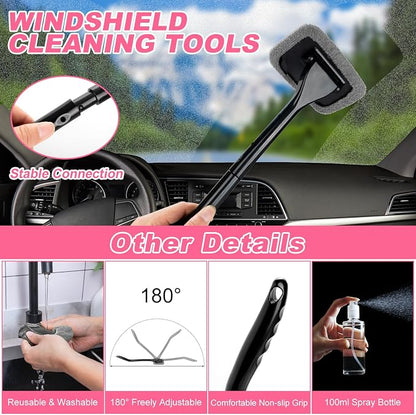 39Pcs Car Cleaning Wash Kit Interior Detailing Cleaner Kit with High Power Handheld Vacuum, Brush Set, Windshield Tool, Duster, Towels, Tire Brush, Complete Car Care Tools, Pink