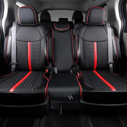 Custom Fit Sienna Seat Covers for 2021-2026 Toyota Sienna LE XLE 8-Seat, Waterproof Faux Leather Full Set Airbag Compatible 3-Row Car Seat Protectors (Black+red)