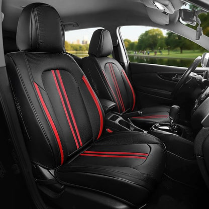 FREESOO Leather Car Seat Covers Full Set, Waterproof Black Seat Covers for Cars Trucks SUV, Luxury Car Seat Covers Front Seats and Back, Automotive Car Seat Cushion Protector Fit for Most Vehicles