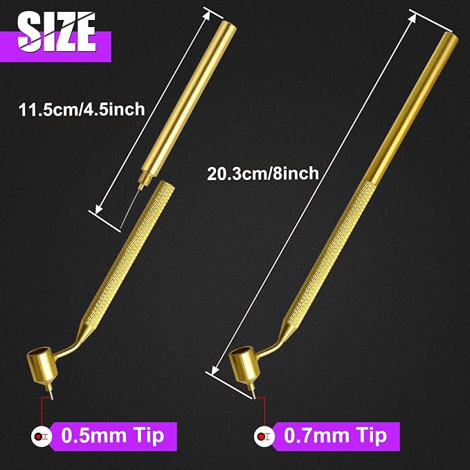 2Pcs Fine Line Fluid Writer Paint Applicator Pens with 0.5mm and 0.7mm Stem Tips for Wells, Drawing, Lettering Precision Automotive Paint Touch Up Rock Chip Scratch Repair with Cleaning Tool