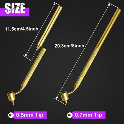 2Pcs Fine Line Fluid Writer Paint Applicator Pens with 0.5mm and 0.7mm Stem Tips for Wells, Drawing, Lettering Precision Automotive Paint Touch Up Rock Chip Scratch Repair with Cleaning Tool