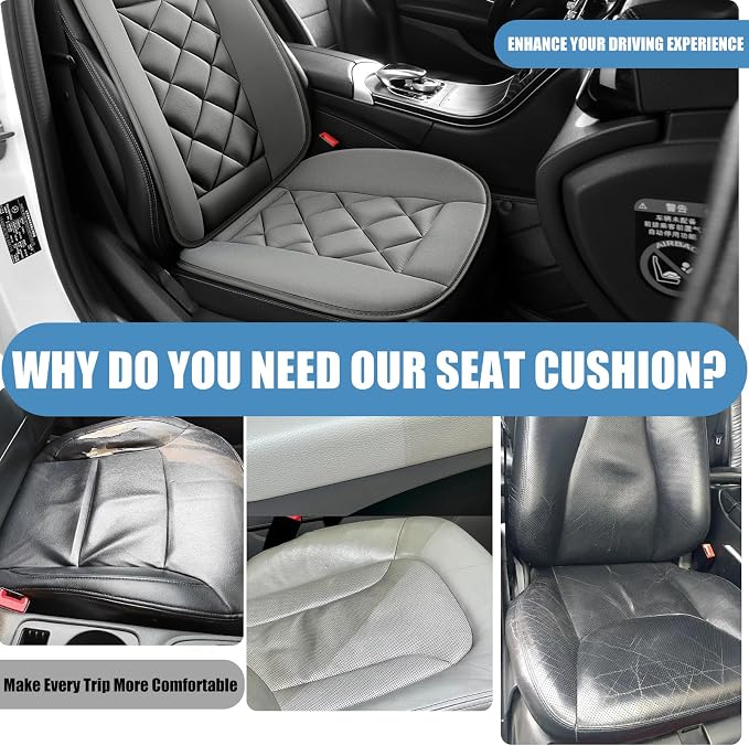 Car Seat Cushion with Back Support Pillow, Car Seat Cushion for Long Driving, Breathable Car Seat Protector, 1.2'' Thick Memory Foam Design for Pain Relief, Seat Pad for Car SUV Truck (Grey)