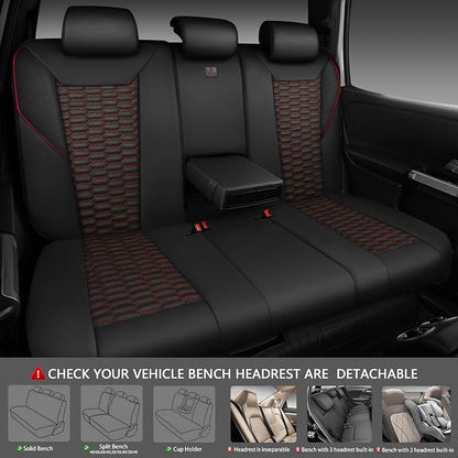 CAR PASS 3D Foam Mesh Leather Car Seat Covers Full Set,Breathable Mesh Faux Leather Seat Covers for Car,Universal Fit for SUV Truck Sedan Automotive, Armrest Airbag Compatible,Black and Red