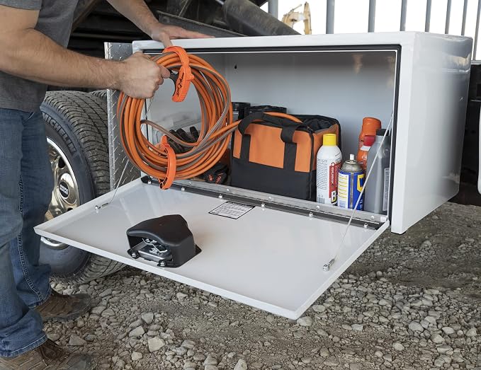 Buyers Products 1702405 White Steel Underbody Truck Tool Box, 18 x 18 x 36, Made in USA, 14 Ga Steel, Locking Stainless Latch, Weather-Resistant, Powder-Coated, Secure Storage for Work Trucks