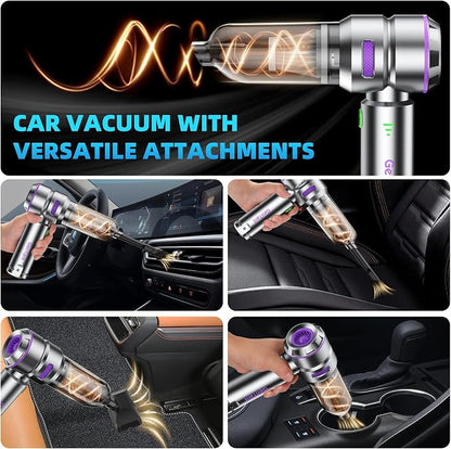 Car Vacuum Portable Cordless, 18000PA Portable Vacuum Cordless, High Power Air Duster with Brushless Motor, Type-C Charge, 3 in 1 Small Vacuum Cleaner Cordless for Car, Home, Office, Pet Hair