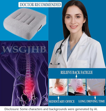 WSGJHB Large Seat Cushion, Extra Thick Booster Seat Cushions for Office Chairs Long Sitting Office Workers, Car Drivers, Relieves Back Pain, Breathable, Anti-Slip, 20x20x6 inchs, Gray