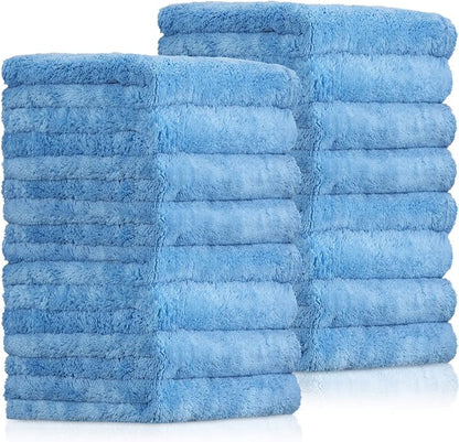 Tallew 16 Pcs 15 Pcs Car Microfiber Towels Buffing Drying Wash Cleaning Cloths Plush Large Towels Thick Care Polishing Detailing Waxing Scratch Proof Towel, 15.75 x 15.75 Inch (Light Blue)