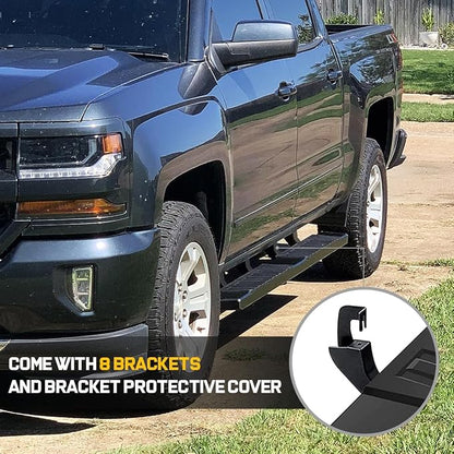 COMNOVA 6" Running Boards Compatible with 07-18 Silverado/Sierra 1500 Crew Cab, 07-19 2500 3500HD, 2019 LD/Limited Crew Cab. Silverado Nerf Bars Side Steps(Incl. 8 Brackets)