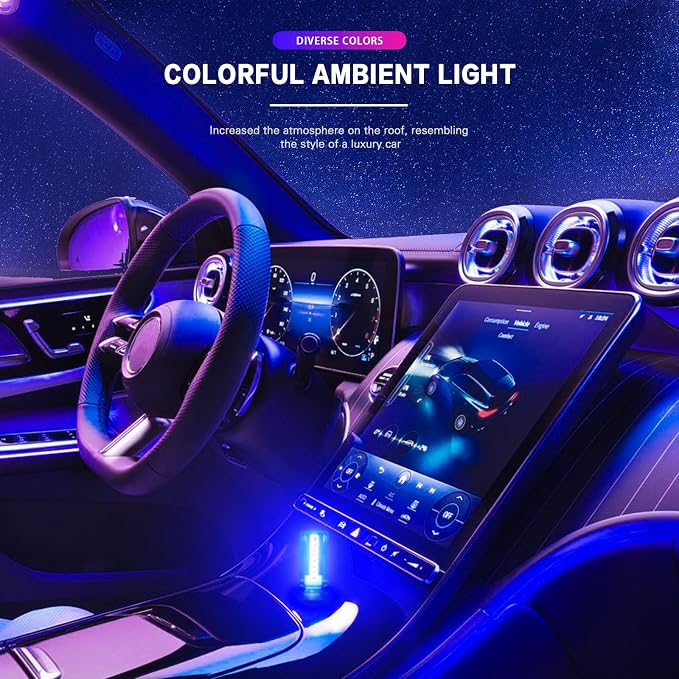 Mini USB Touch Control LED Ambient Light -4 Lighting Modes (Stable/dimmable SOS, Slow Flash, Breathing) Suitable for car interiors, Homes, Camping, and Party Decorations (Red)