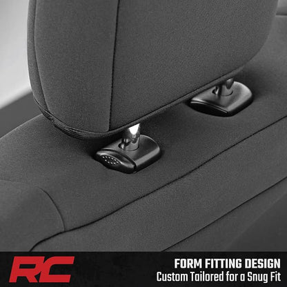 Rough Country Neoprene Rear Seat Covers for Ford F-150, Lightning, F-250 & F-350 (2015-2026) Crew Cab w/ Rear 60/40 Split