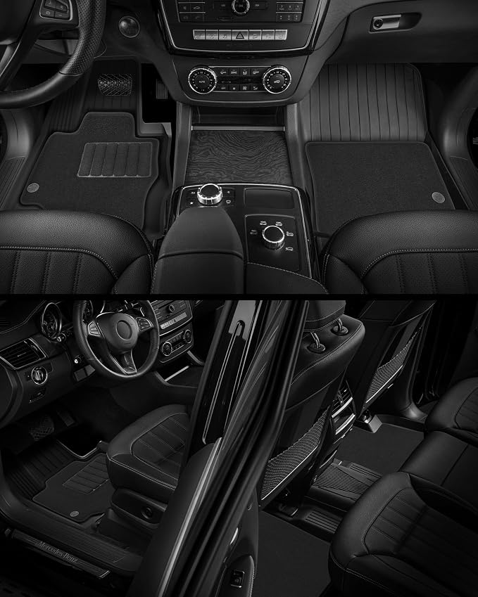 3W Floor Mats with Carpets Custom Fit Mercedes Benz GLB 2020-2026, TPE Floor Liner Thickened Carpet with Safety Locks and Driver Heel Pad for Benz GLB250 GLB35 AMG Cars Accessory