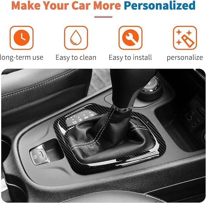 JeCar 9pcs Set Black Carbon Fiber Interior Trim Kit for 2014-2018 Jeep Cherokee Interior Accessories