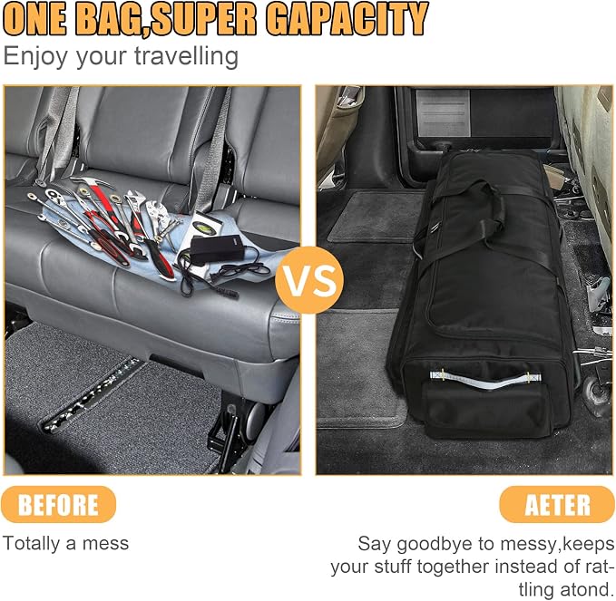 Under Seat Storage Bag Compatible with SuperCrew Cab,Truck Underseat Organizers and Storage with 4 Removable Divider and Anti-slip Bottom,Underseat Tool Box Fits for Crew Cab(Full Size Trucks)