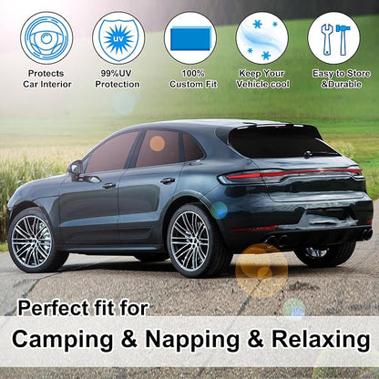 TINGLU Window Shades 8PCS for Porsche Macan 2014-2024 Accessories Car Side Full Windows Rear Triangular Windshield Sun Shade Sun UV Rays & Privacy Protection for Camping,Napping,and Relaxing