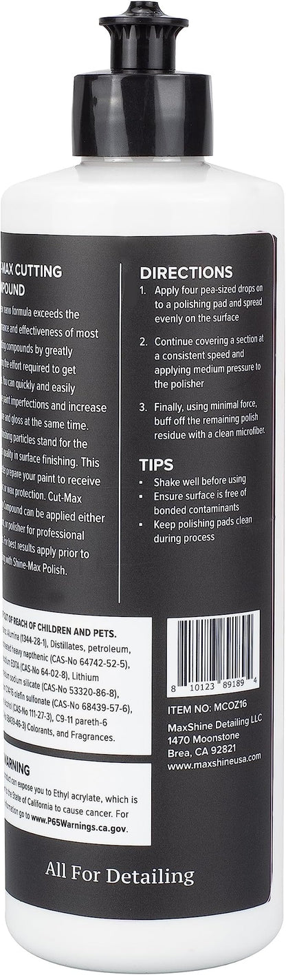 Maxshine 16oz Cut Max Fast-Cutting Compound | Professional Car Paint Correction Polish for Scratch & Heavy Swirl Removal | Buffing & Polishing Compound | Auto Detailing Supplies for Car Care
