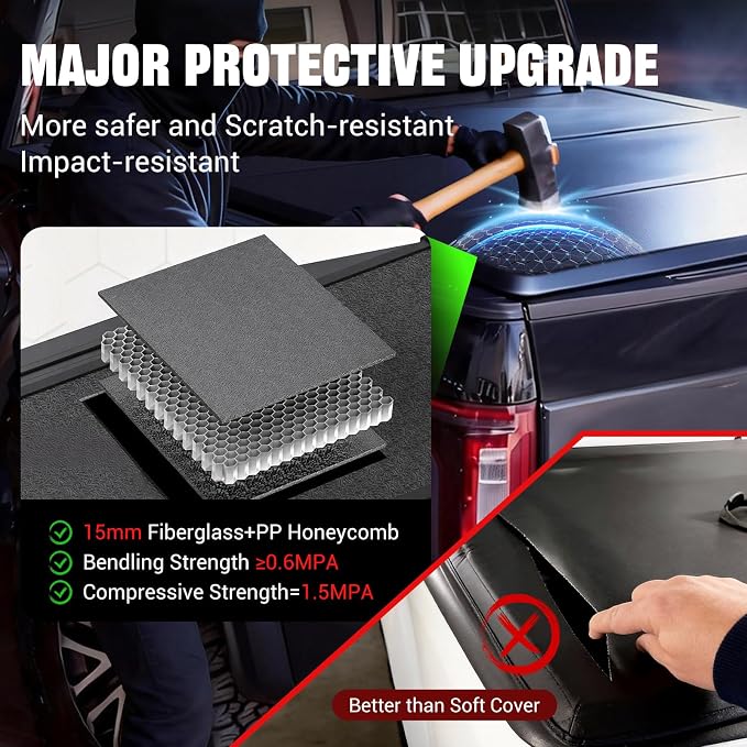 Hard Tri-Fold Truck Bed Tonneau Cover Compatible with 2002-2018 Dodge Ram 1500; 2003-2025 2026 2500 3500; 2019-2024 Classic | 8' (96") Bed