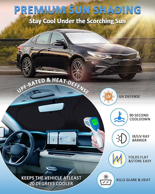 Sun Shade for Optima (Not for 2021 KIA K5) Windshield Sunshade Custom Fit for Kia Optima 2016-2020 Accessories Foldable Front Window Cover UV Bloker Sun Visor Protector