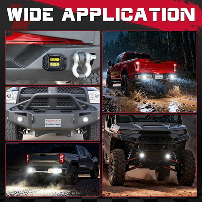Flush Mount LED Pods, OFFROADTOWN 5'' 12,000LM CREE LED Driving Lights Reverse Backup Light Flush Light Bar Off Road Lights Work Light for Truck Pickup UTV ATV SUV Boat 4x4 Car - Combo