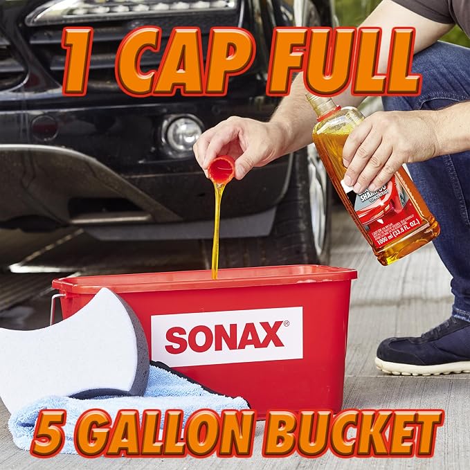SONAX Car Wash Shampoo Concentrate 314500 | High-Foaming pH-Neutral Formula for Effective Cleaning | Safe on All Paint Wax Sealants & Coatings | Removes Dirt Grime and Road Film | 5L