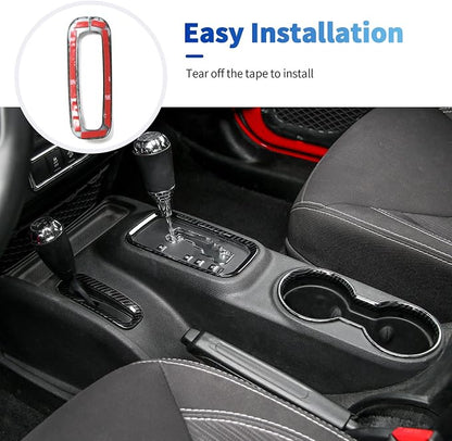 18PCS Full Set Interior Trim Kit for Jeep Wrangler JK JKU 2011-2018 4 Door,Center Console Door Handle Side Outlet Cup Holder Gear Cover Trim (Carbon Fiber)