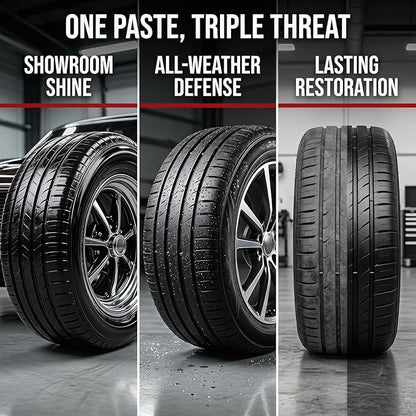 Tire Coating & Trim Restorer, Wheel Cleaning Refurbish Wax, Tire Coating Paste Rapid Acting, Tire Nourish Cream, Bring Back the Original Deep Black Shine to Rubber and Plastic (2)